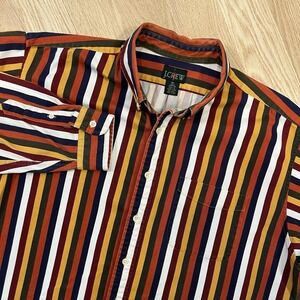 Vintage J Crew Shirt Multicolor Striped Men's Size XL Long Sleeve Button Down
